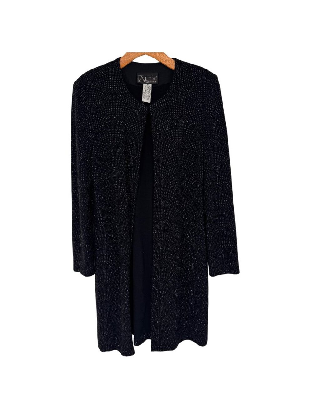 Alex Evenings Black Metallic sparkle Long Jacket Size 10 Womens Formal Wear